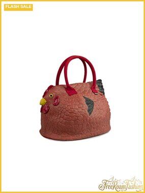 Novelty Chicken Handbag Fun Tote Bag with Zipper Closure and Interior Pocket